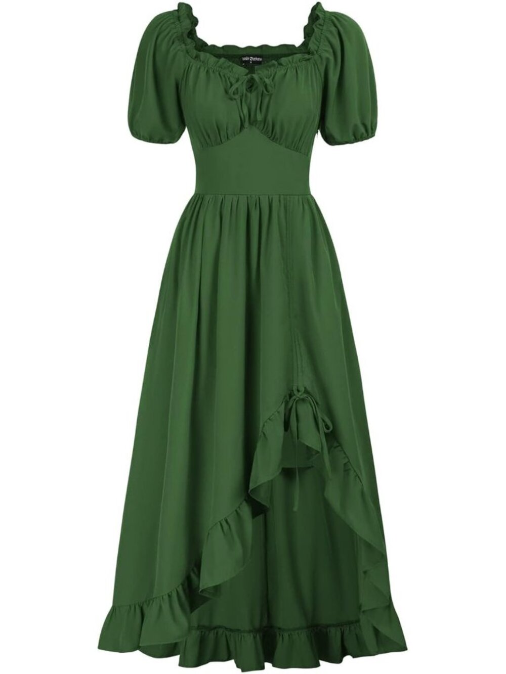 Women's Green Cottage Core Corset Ruffle With Pockets Costume Maxi Dress - Picture 1 of 6